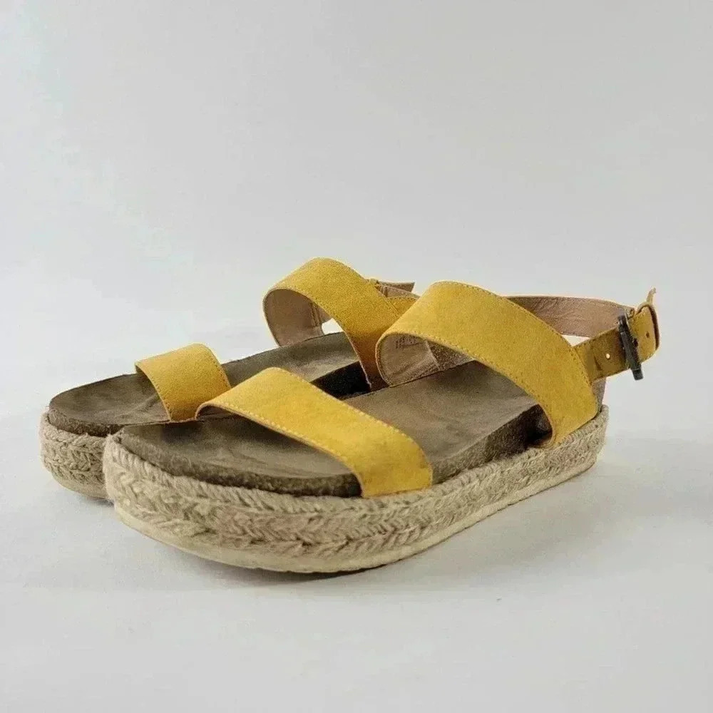 Sun Tan Platform Espadrille Strappy Sandals - 9 - Picture 5 of 8